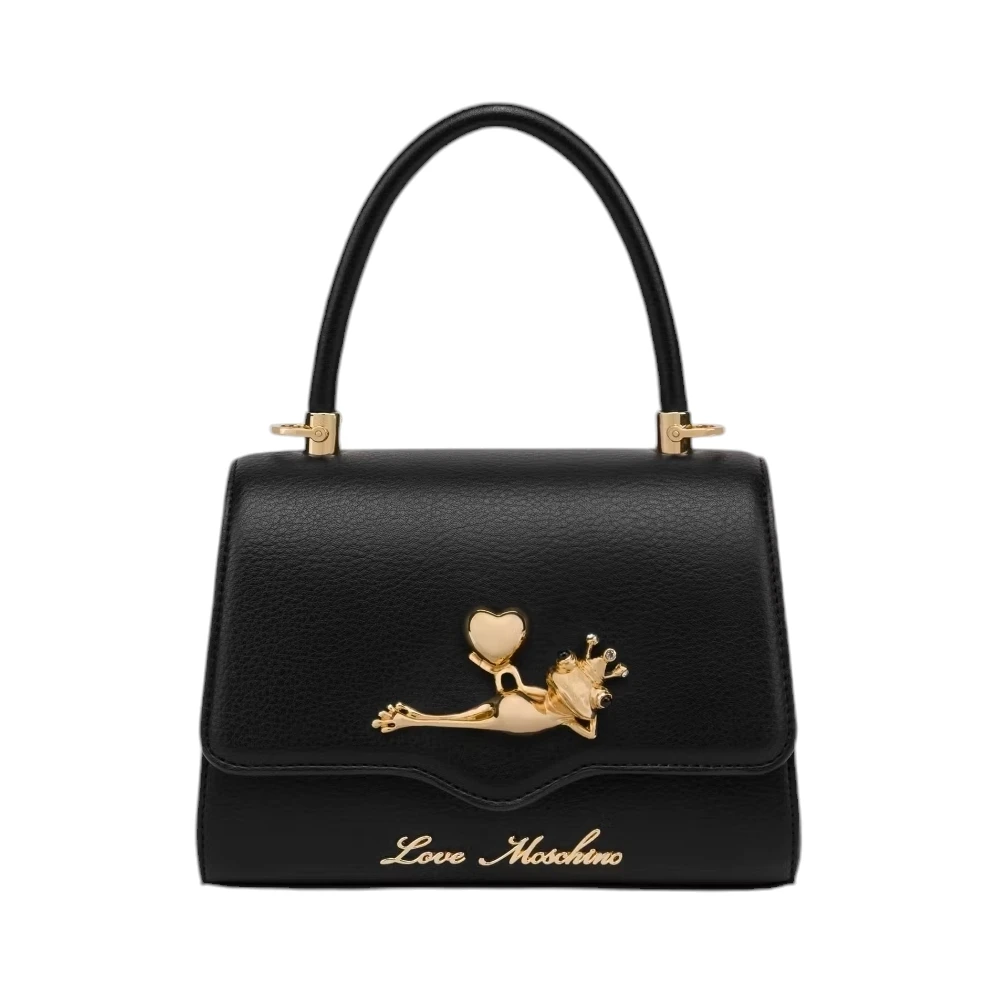 Love Moschino Zwarte kleine tas met gouden kikkerdetail Black Dames