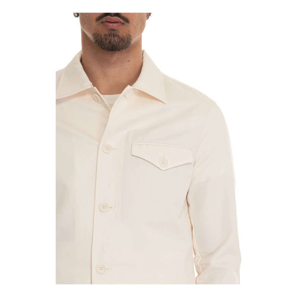 Hindustrie Knoopsluiting Overshirt met Borstzak Beige Heren