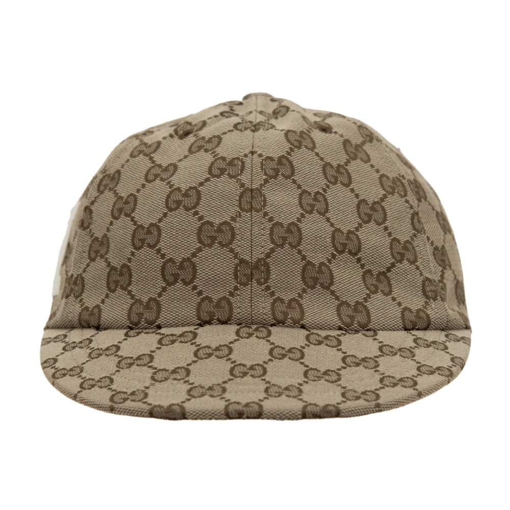 Gucci Logo Baseball Cap Zwart Katoen Beige Unisex