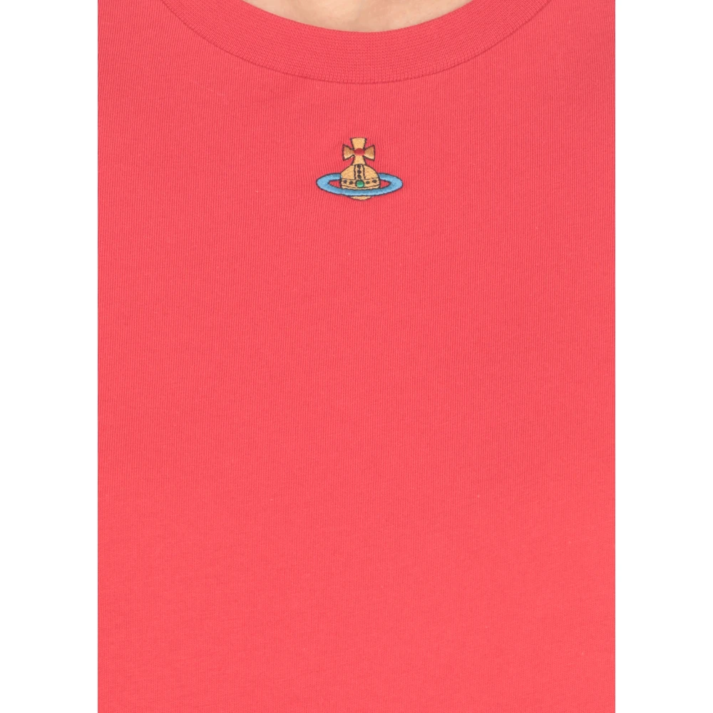 Vivienne Westwood Rode Katoenen T-shirt met Orb Detail Red Dames