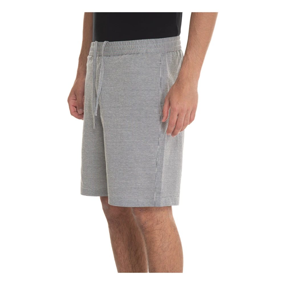 Hindustrie Gestreepte Bermuda Shorts Elastische Taille Blue Heren