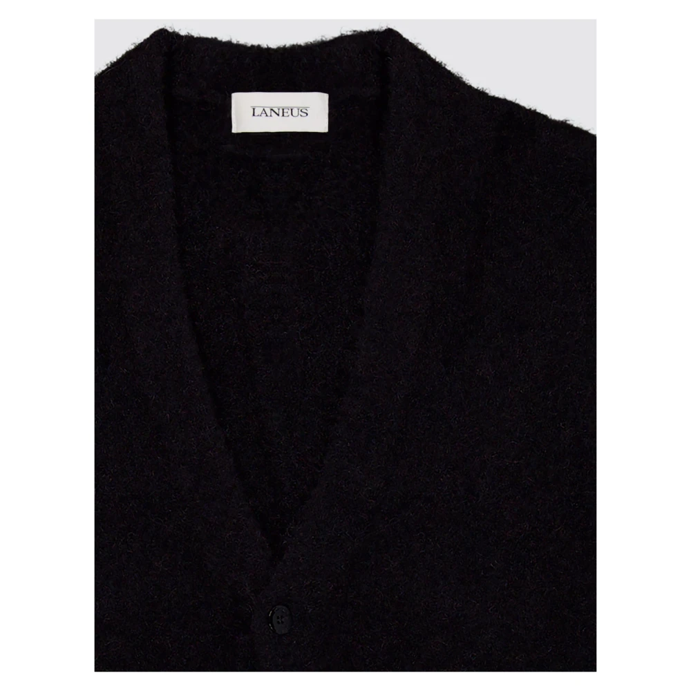Laneus Comfortabele Cardigan met Drop Schouder Black Heren