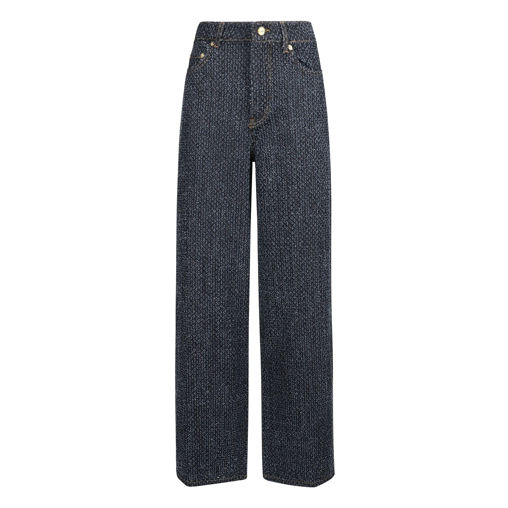 Ganni Wijde Fluffy Denim Jeans Blue Dames