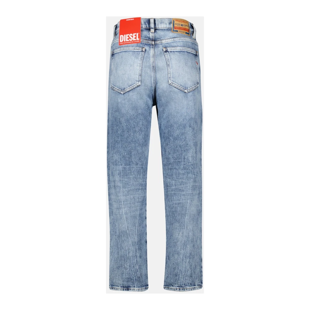 Diesel Blauwe Gewassen Geborduurde Regular Jeans Blue Dames
