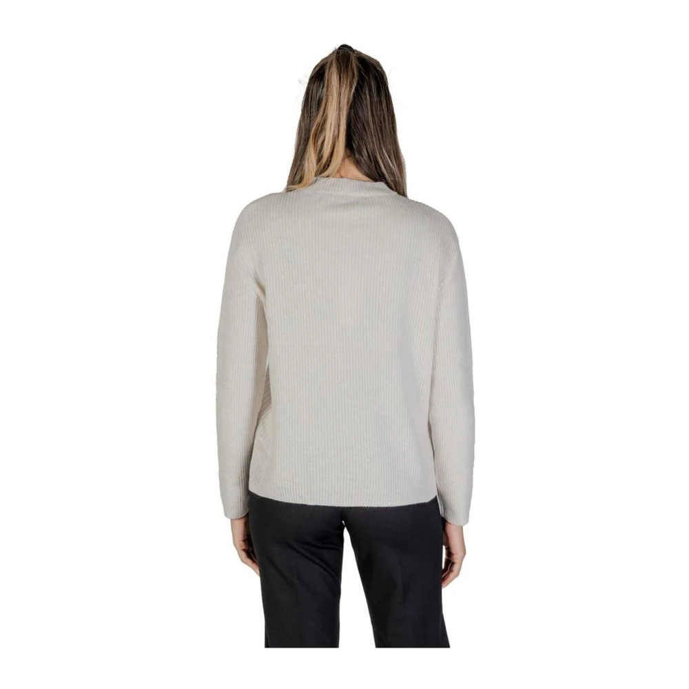 Street One Roomgebreide Katoenmixtrui Beige Dames