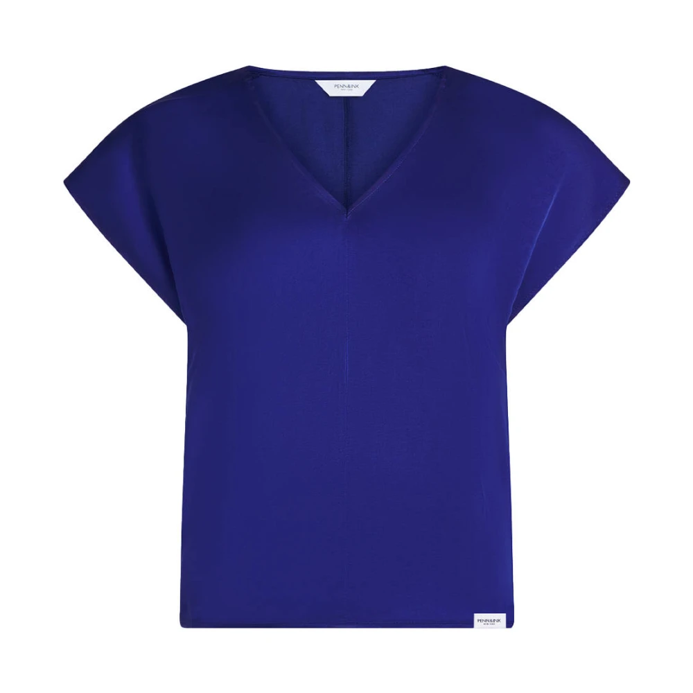 Penn&Ink N.Y Korte Mouw Blouse Blue Dames