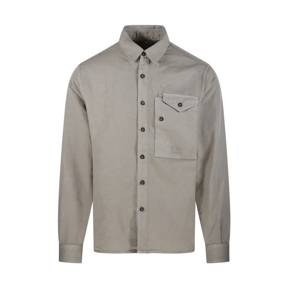 C.P. Company Vintage Khaki Logo Shirt Gray Heren