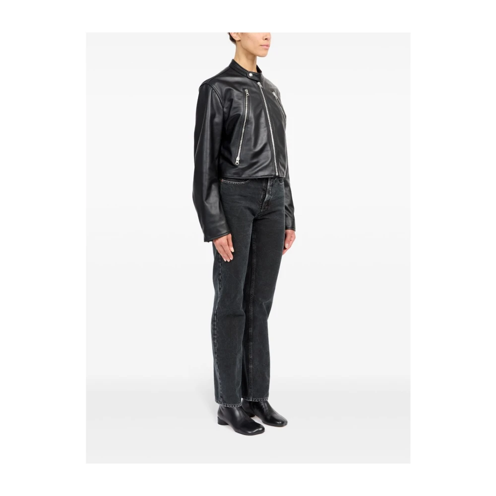 MM6 Maison Margiela Zwarte leren jack Black Dames