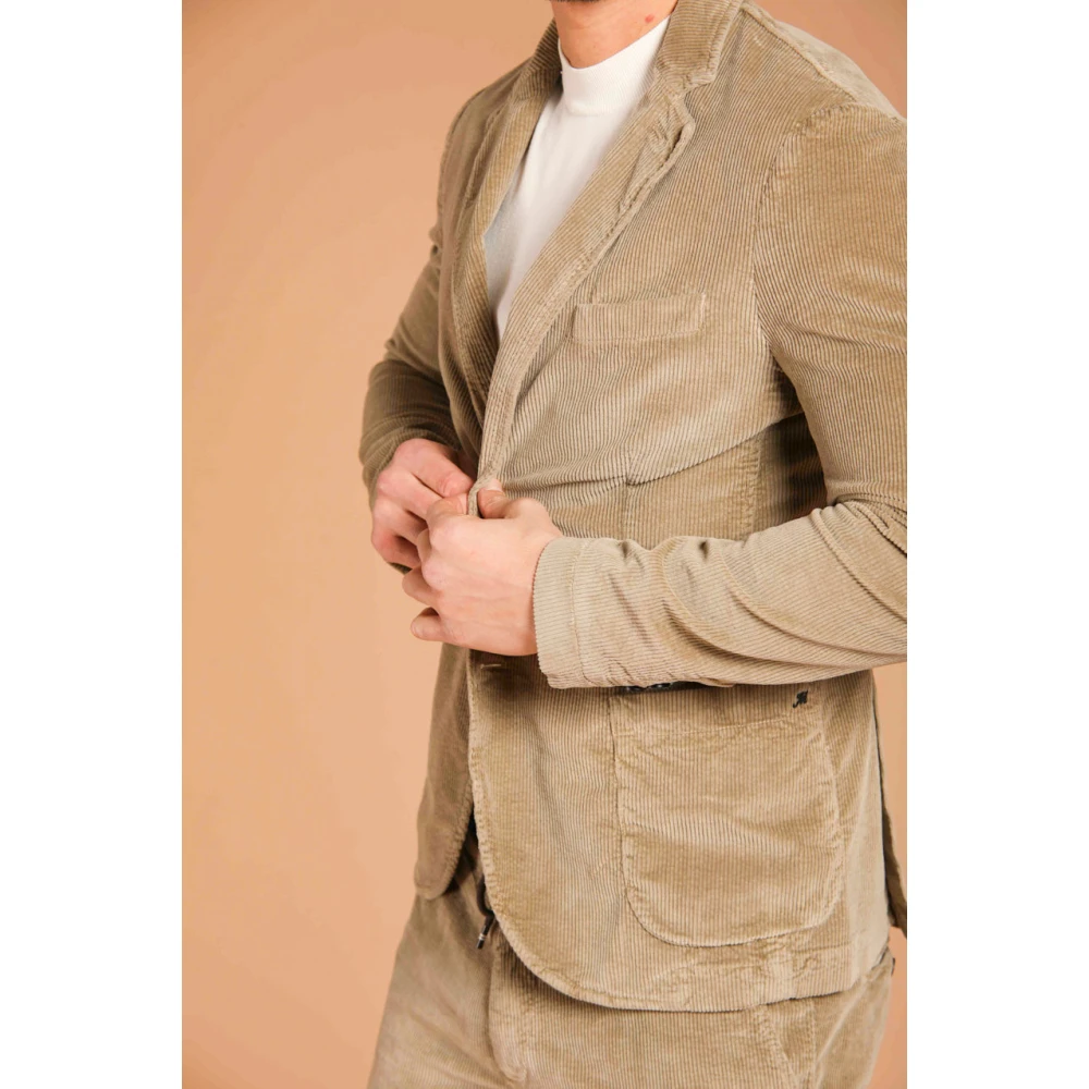 Mason's Velvet Gestreepte Heren Blazer Regular Fit Beige Heren