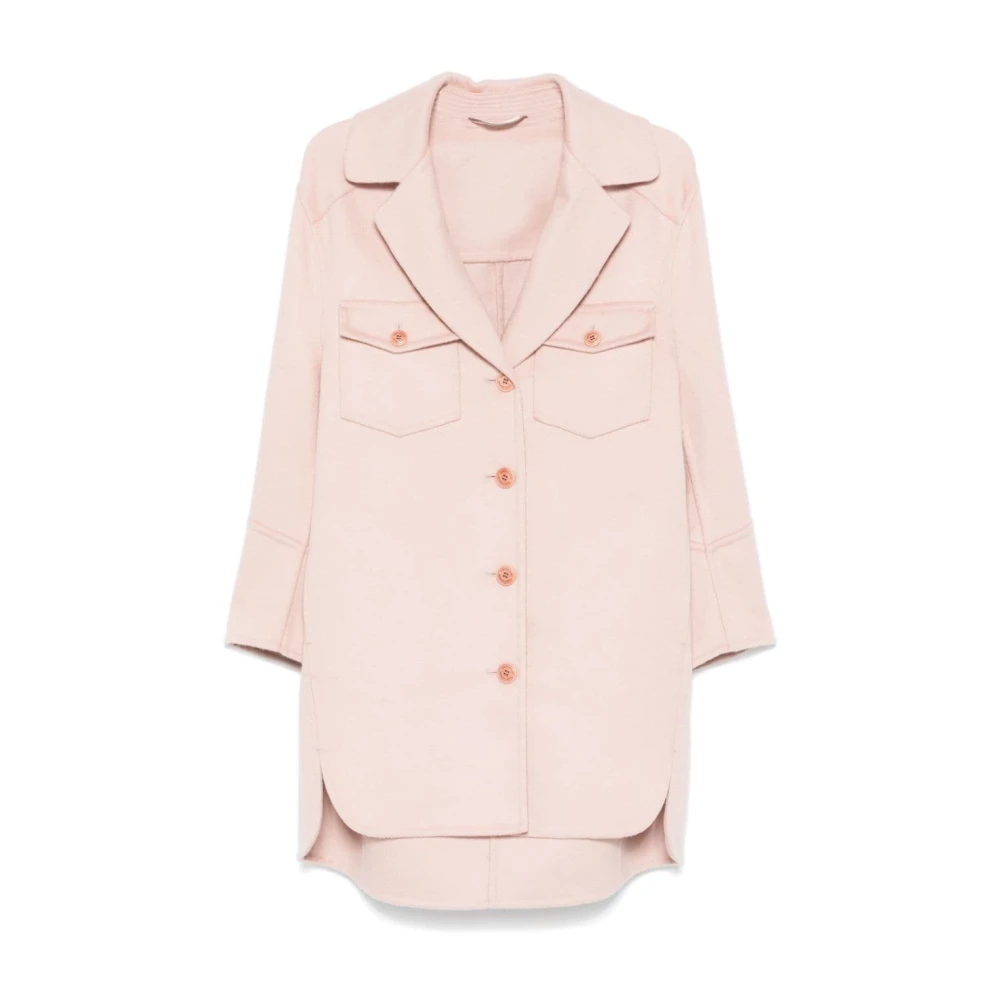 Ermanno Scervino Roze wollen jas met knoopsluiting Pink Dames