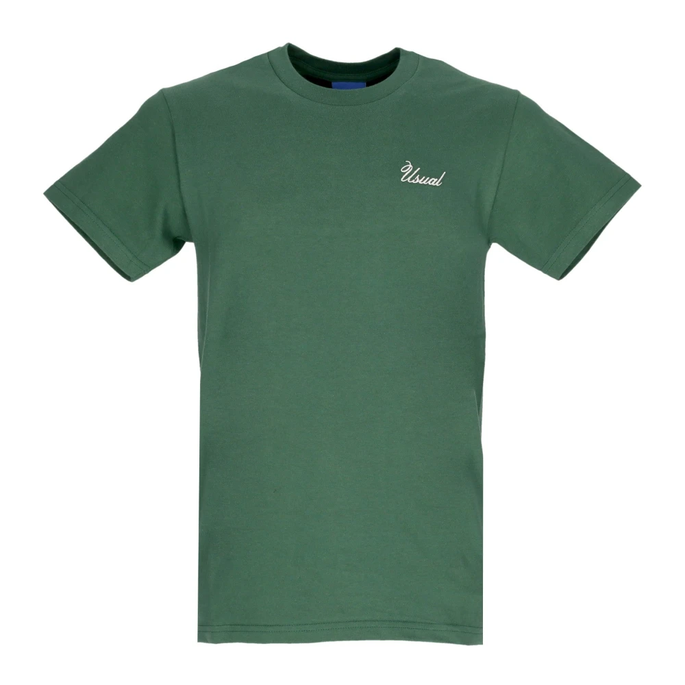 Usual Handtekening Flesgroene Crew Neck Tee Green Heren