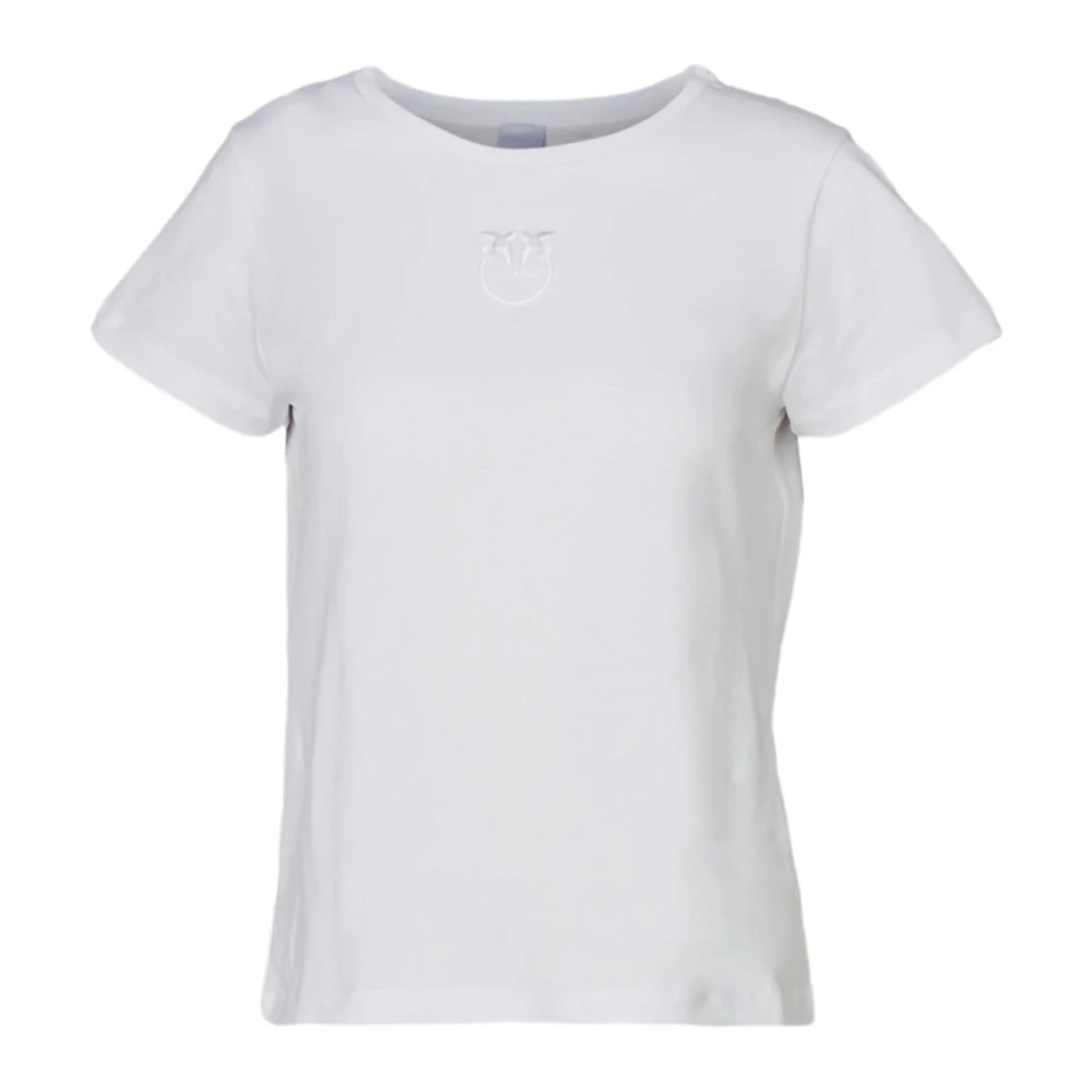 Pinko Love Birds Geborduurd T-shirt met korte mouwen White Dames