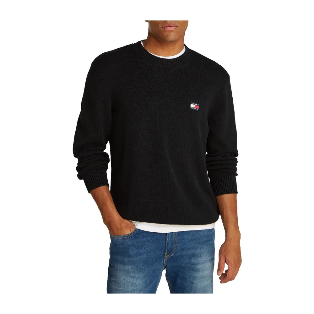 Tommy Jeans Zwarte Trui Regular Badge Black Heren