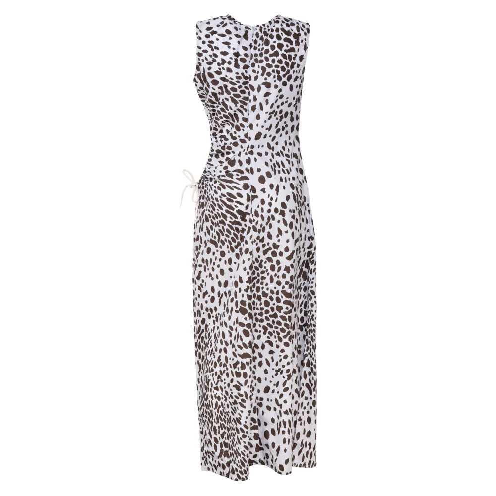 Ottod'Ame Zwarte Lange Jurk met Ronde Kraag Multicolor Dames