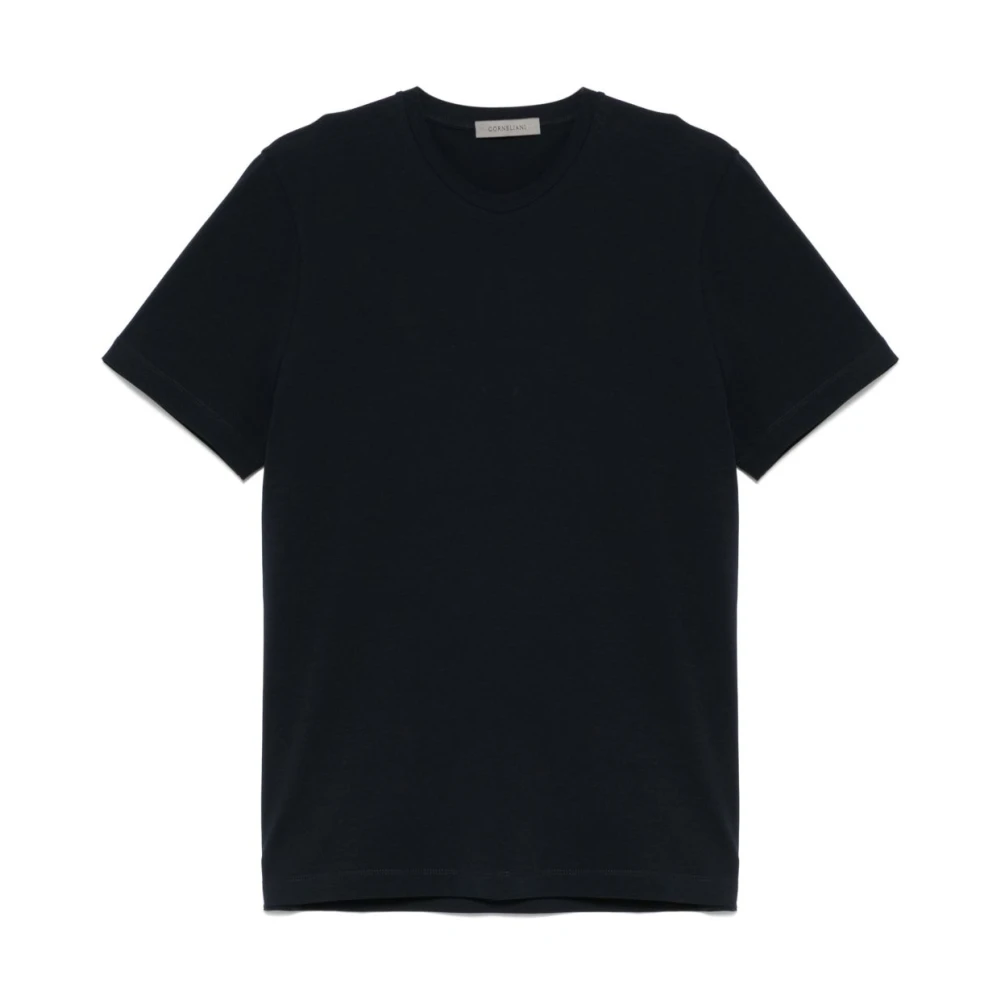 Corneliani Blauw Geborduurd Logo T-shirt Blue Heren