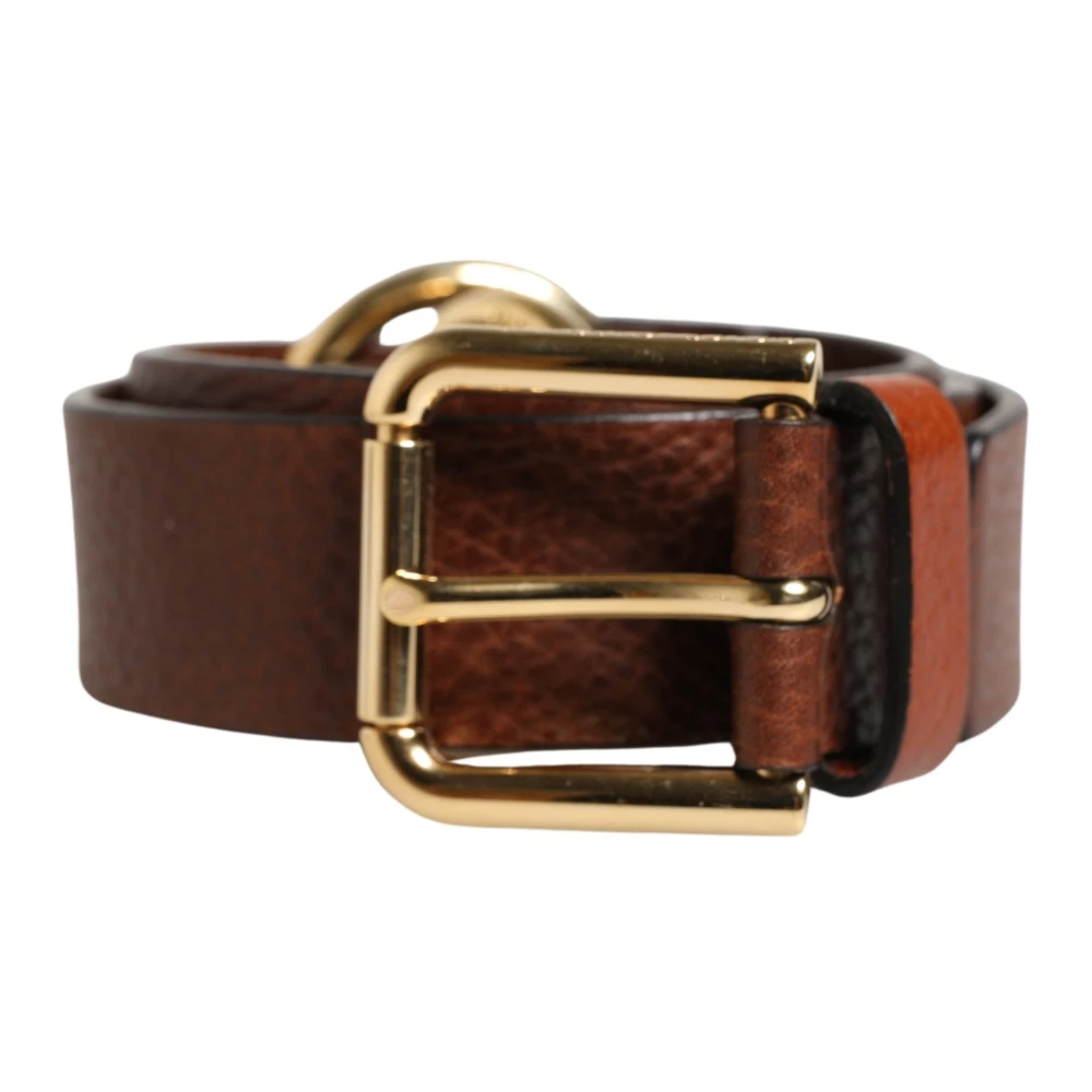 Dolce & Gabbana Men's Brown Classic Leather Metal Buckle Belt