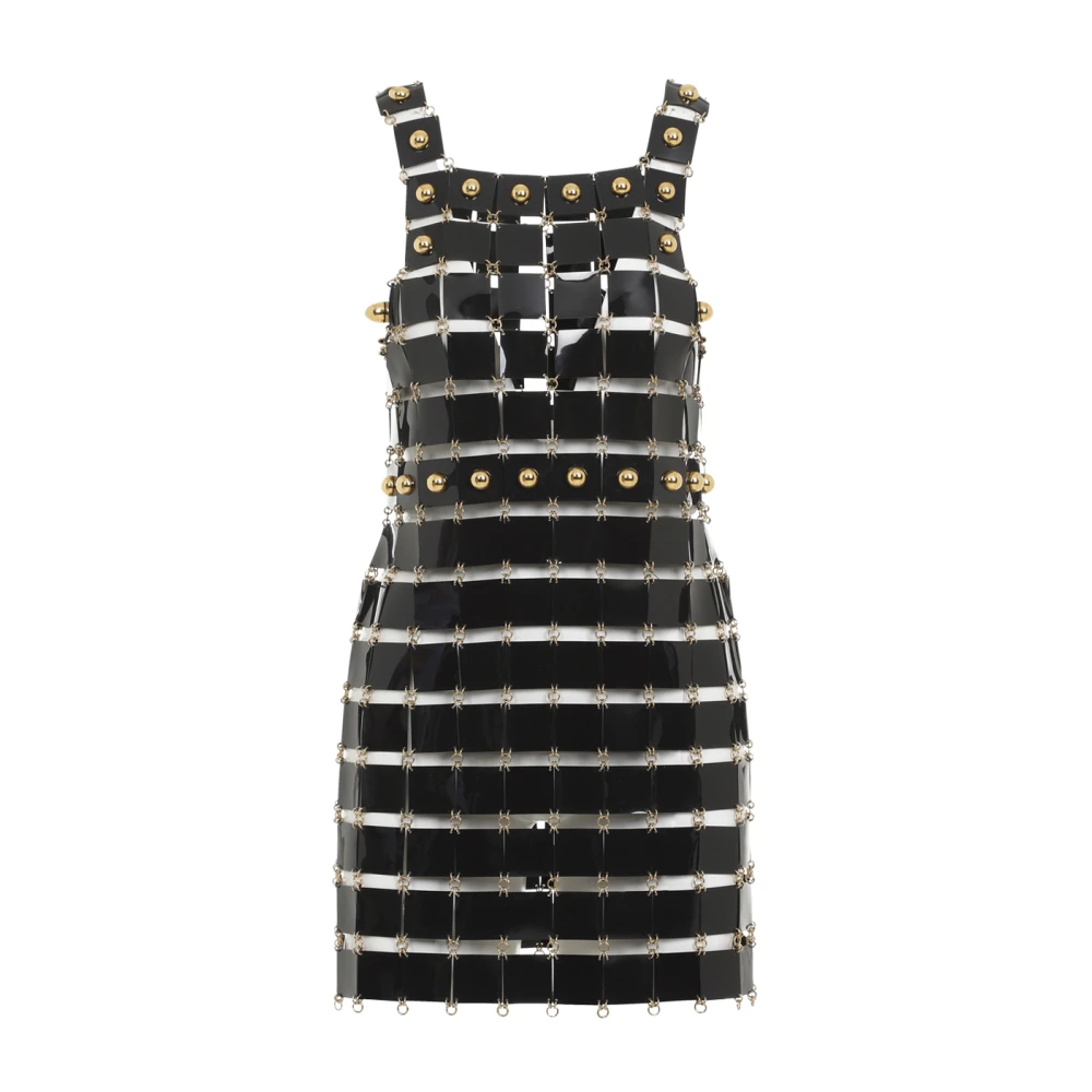 Paco Rabanne Zwarte Vinyl Jurk Moderne Godin Stijl Black Dames