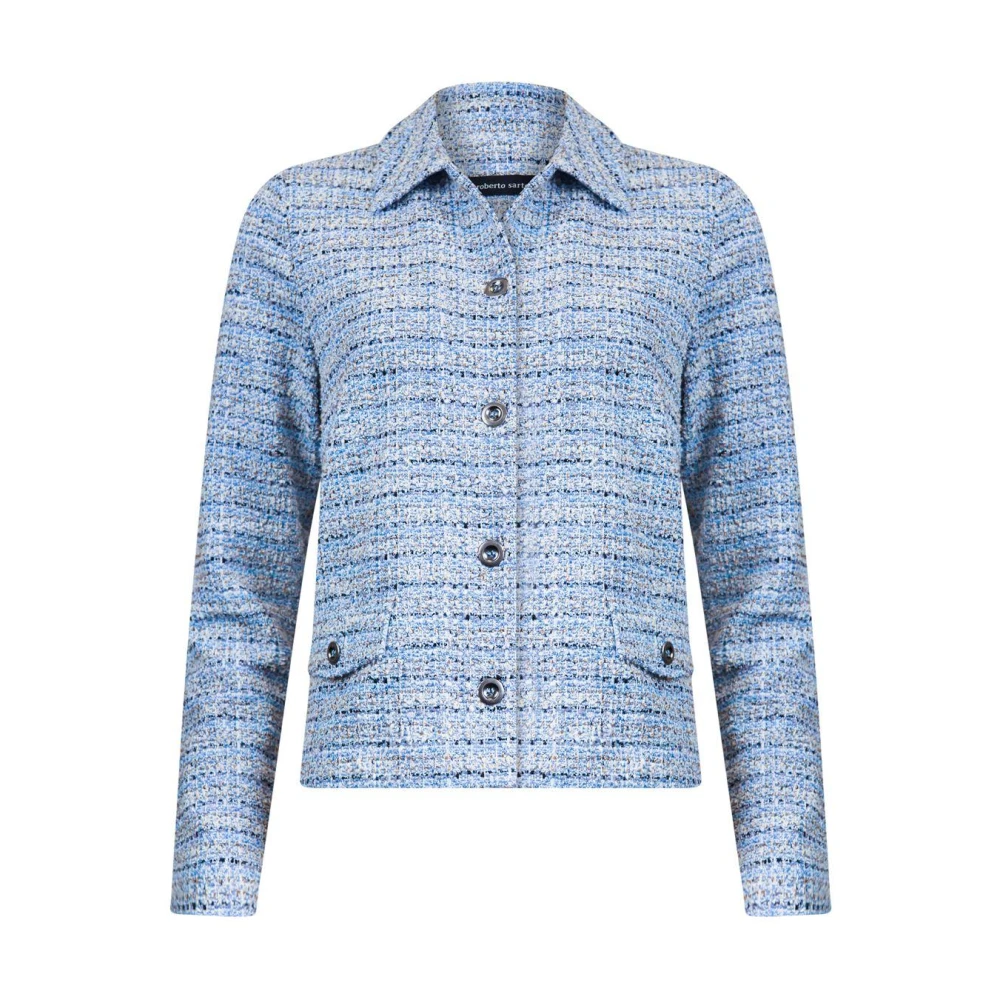 Roberto sarto Blazerjas met opstaande kraag Hemel-wit Blue Dames