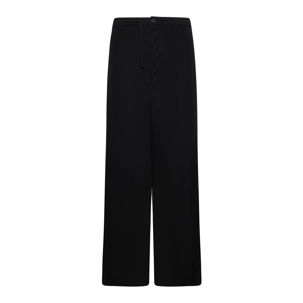 Balenciaga Zwarte Vloeibare Tailored Trekkoord Broek Black Heren