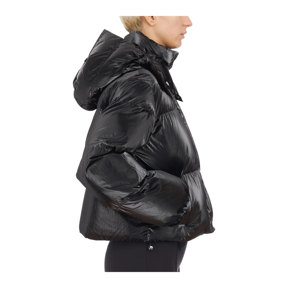 Elisabetta Franchi Korte Metallic Gewatteerde Jas Black Dames