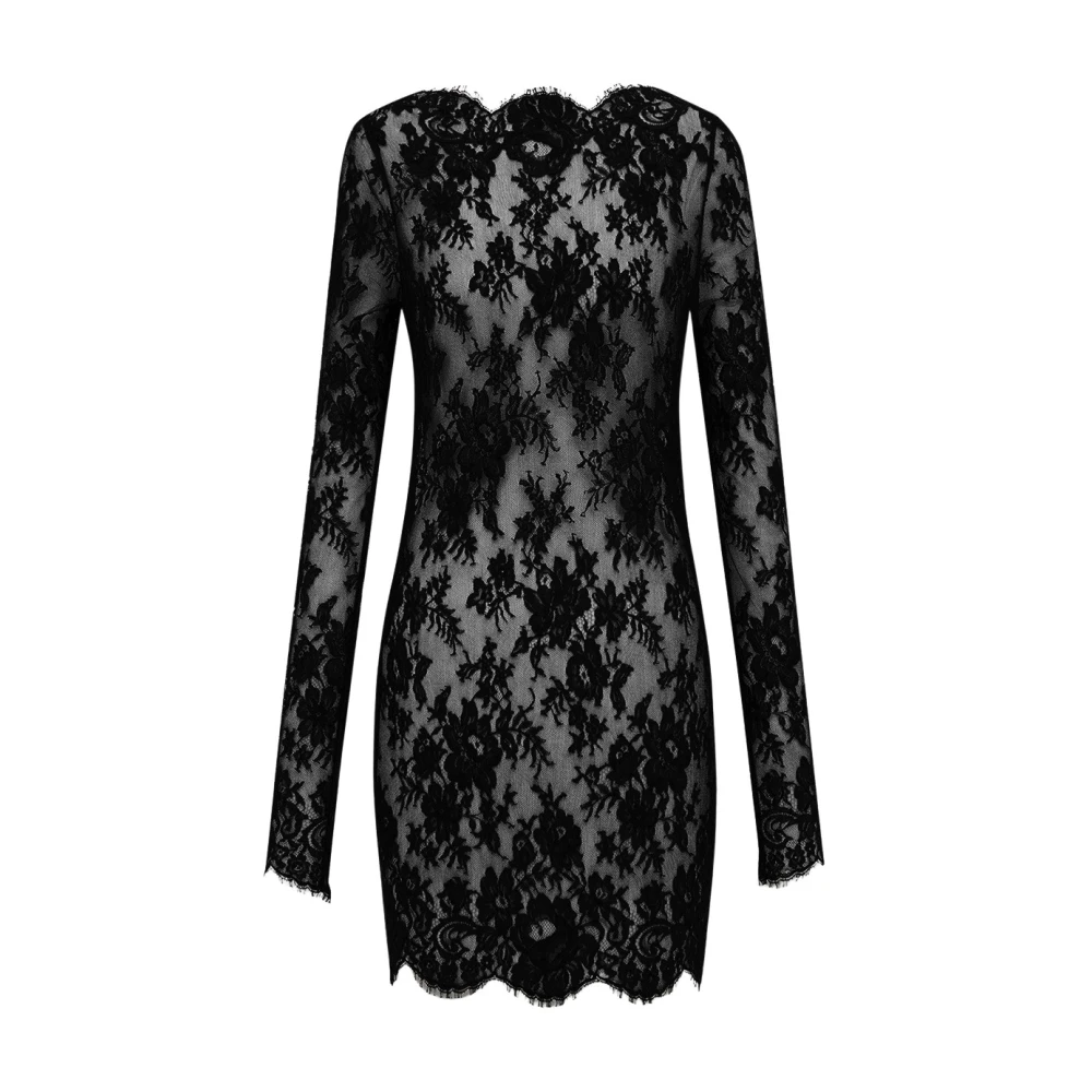 Saint Laurent Elegante Kant Jurk Black Dames