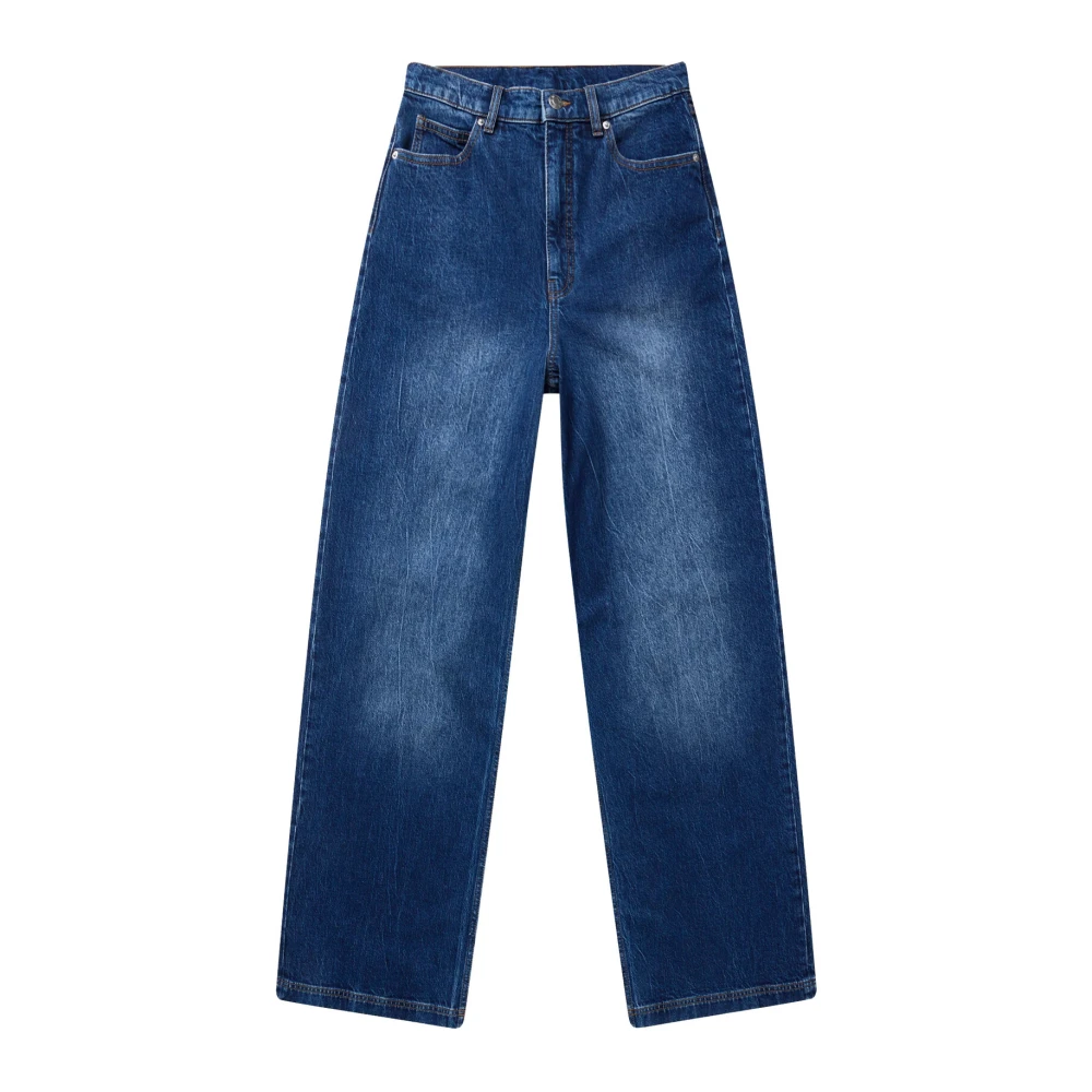 Munthe Klassieke Indigo Wide Leg Jeans Blue Dames