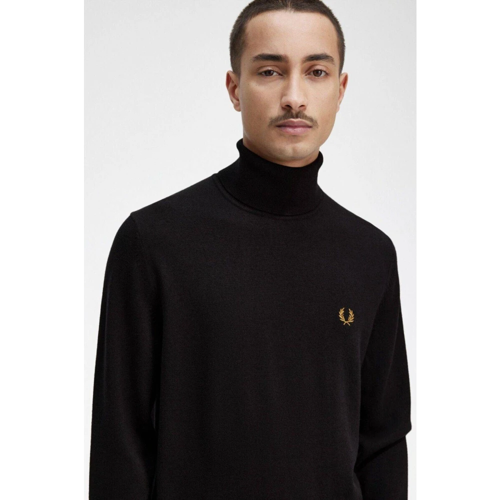 Fred Perry Hoge nek trui van katoen en merinowol Black Heren