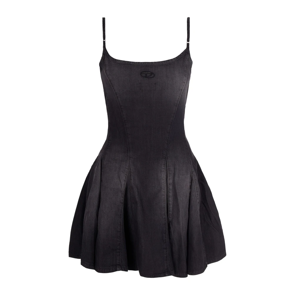 Diesel Women's Black Pleated Short Denim Skirt - Short Dresses - S - Dresses
