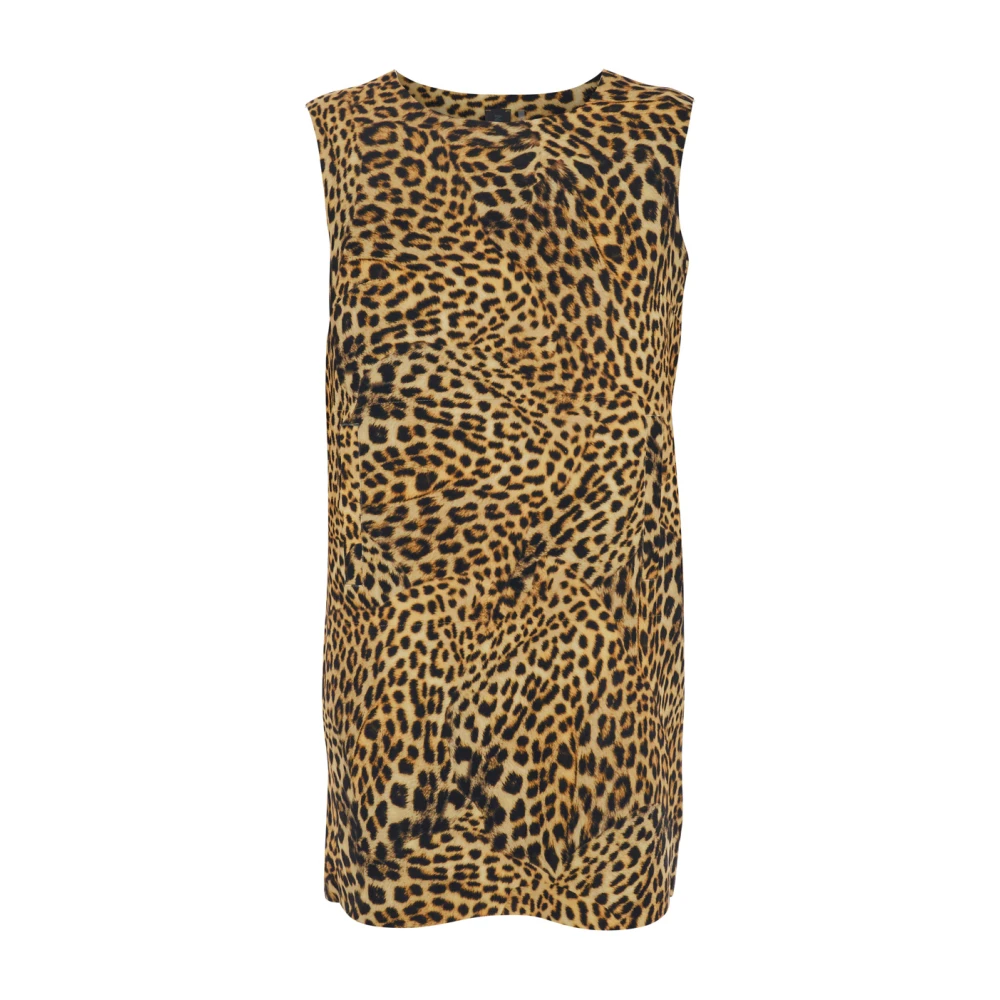 Norma Kamali Luipaardprint Korte Tech Fabric Jurk Brown Dames