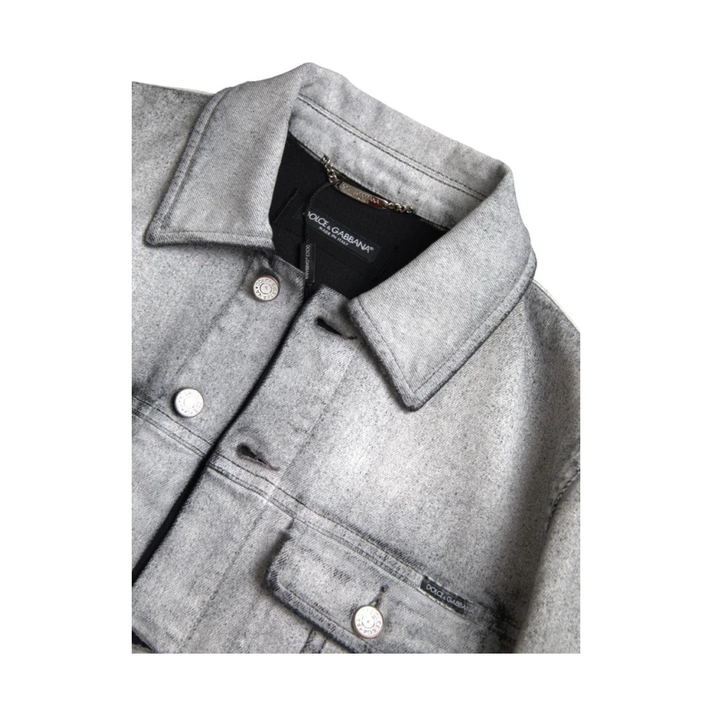 Dolce & Gabbana Elegante grijze denimjack Gray Heren