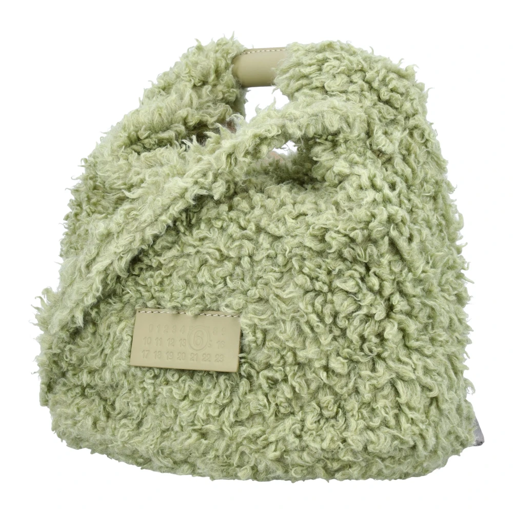 MM6 Maison Margiela Shearling Wol Crossbody Tas Reseda Green Dames