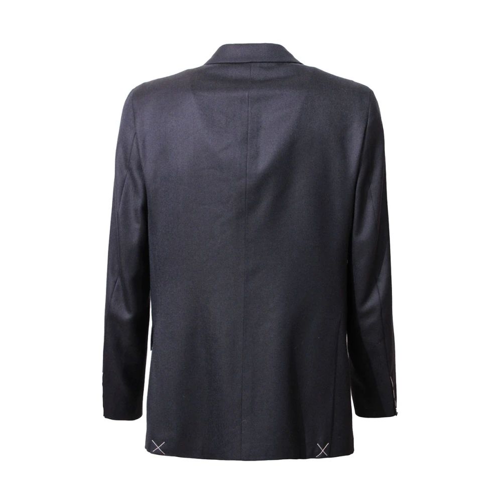 Boglioli Blauwe Wol Peak Revers Jas Blue Heren