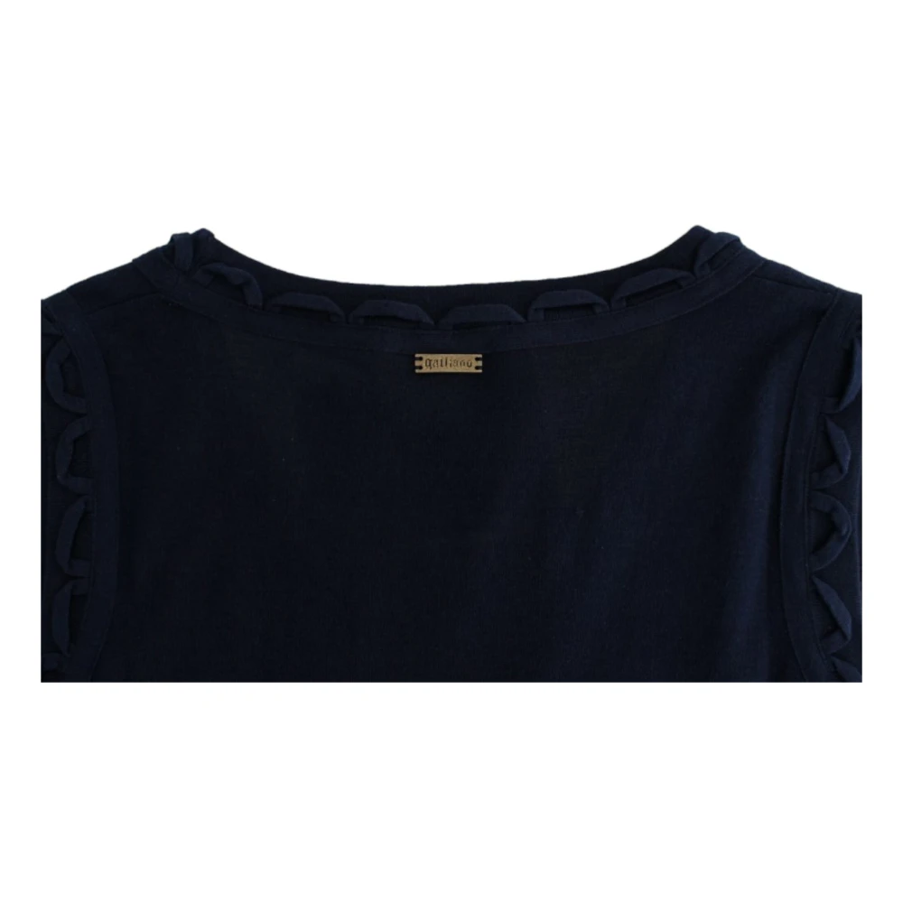 John Galliano Blauwe Katoenen Knielange Jurk Blue Dames