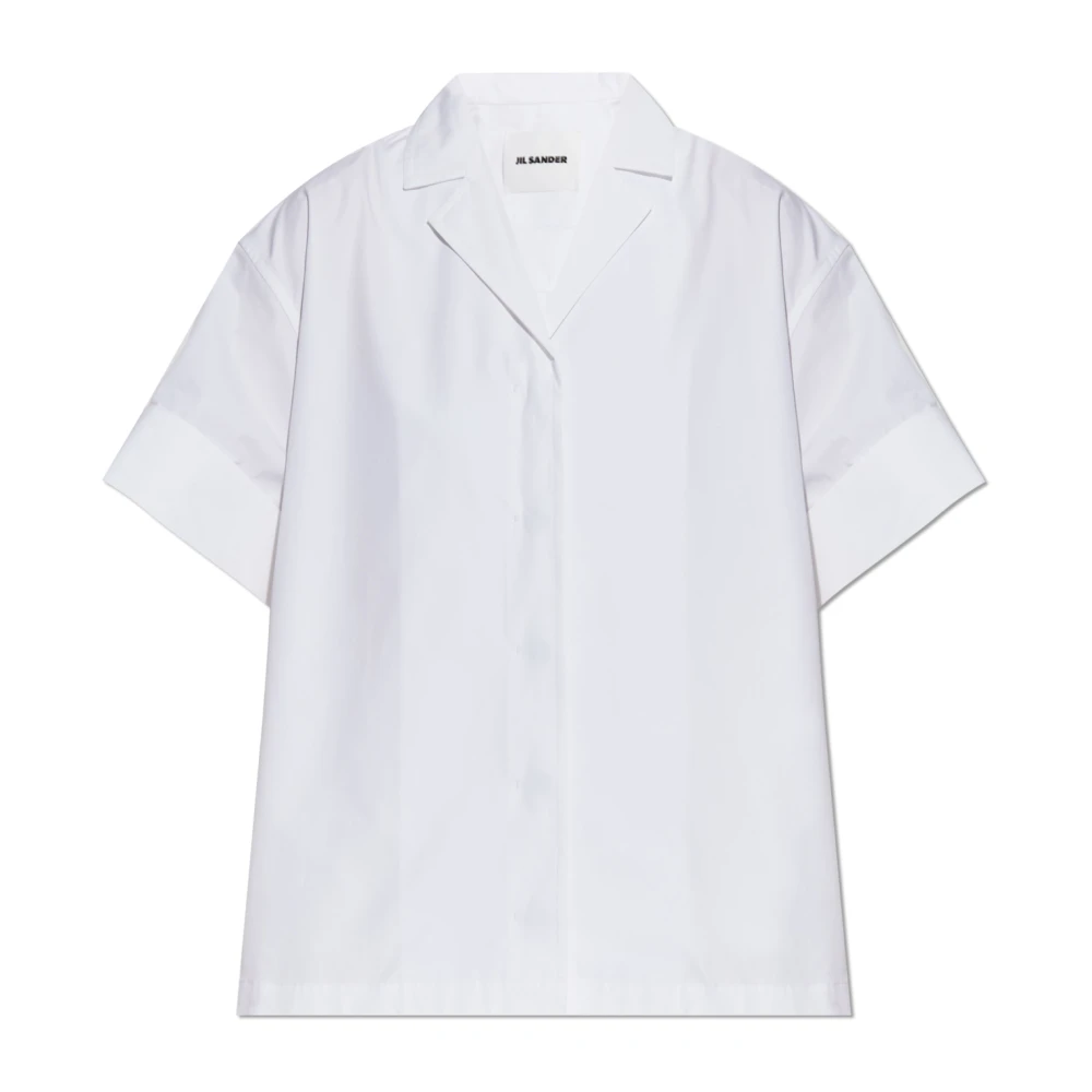 Jil Sander V-hals Shirt met Wijde Mouwen White Dames