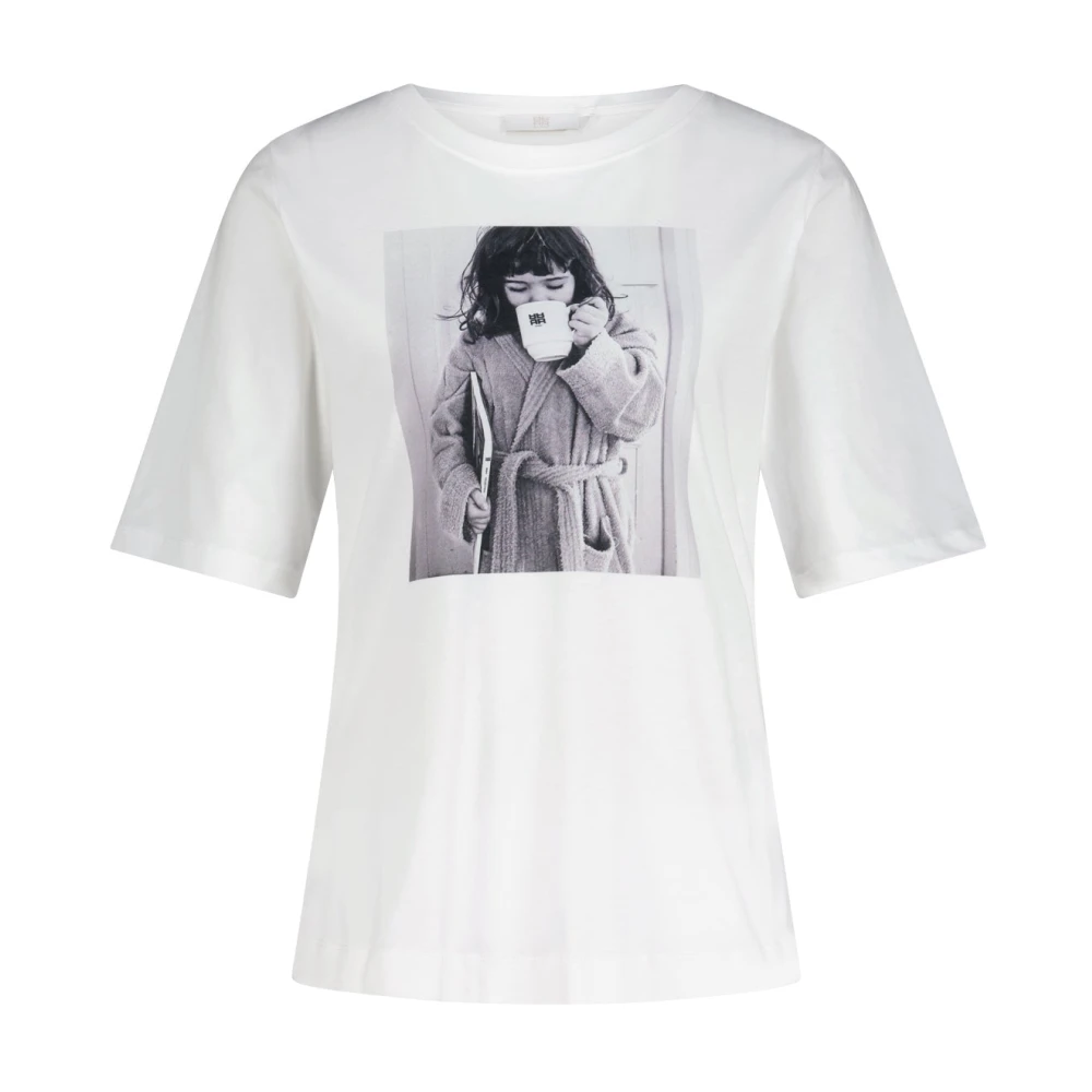 RIANI Stijlvol wit katoenen T-shirt met fotoprint White Dames