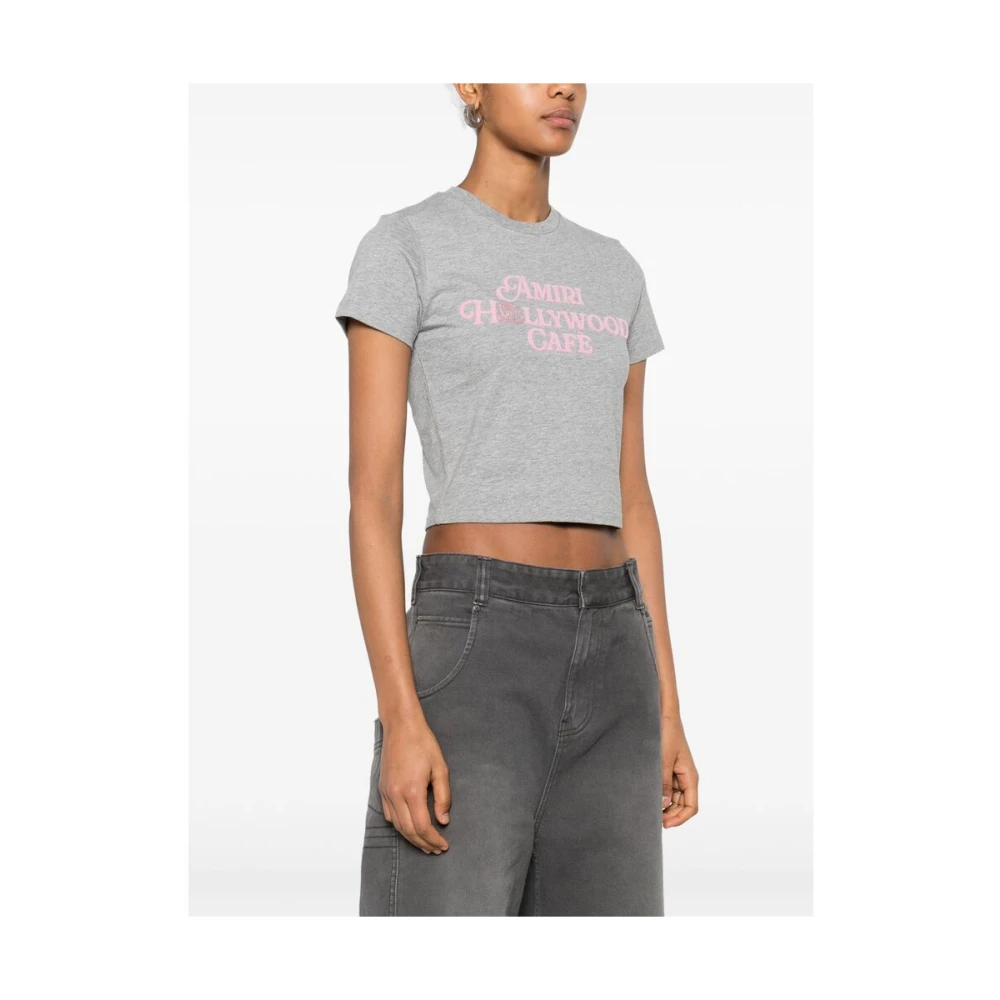 Amiri Grijze Crew Neck Korte Mouw T-shirt Gray Dames