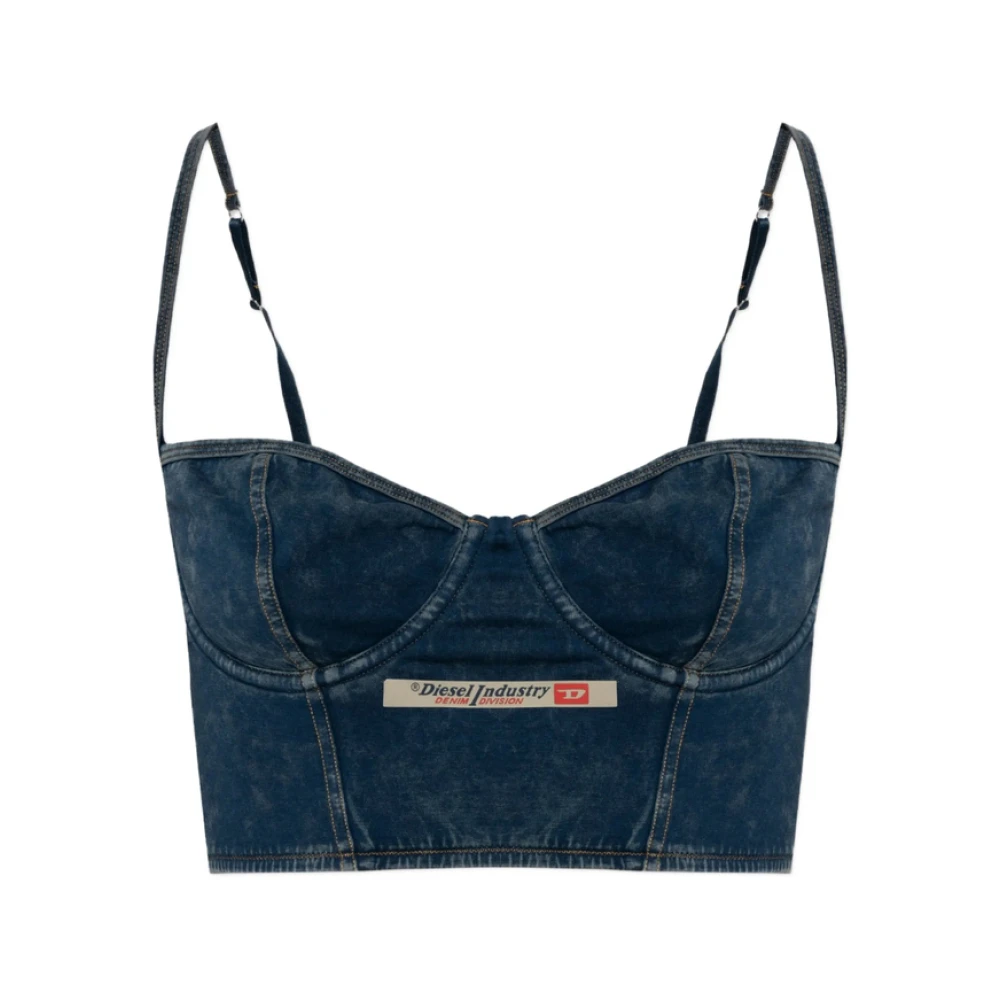 Diesel Women's Blue Sleeveless Tops, M, Underwear
