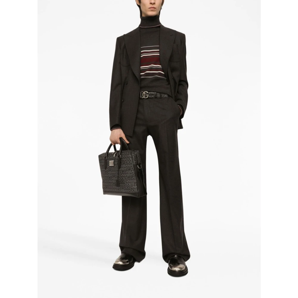 Dolce & Gabbana Grijze Coltrui met Gestreept Detail Gray Heren
