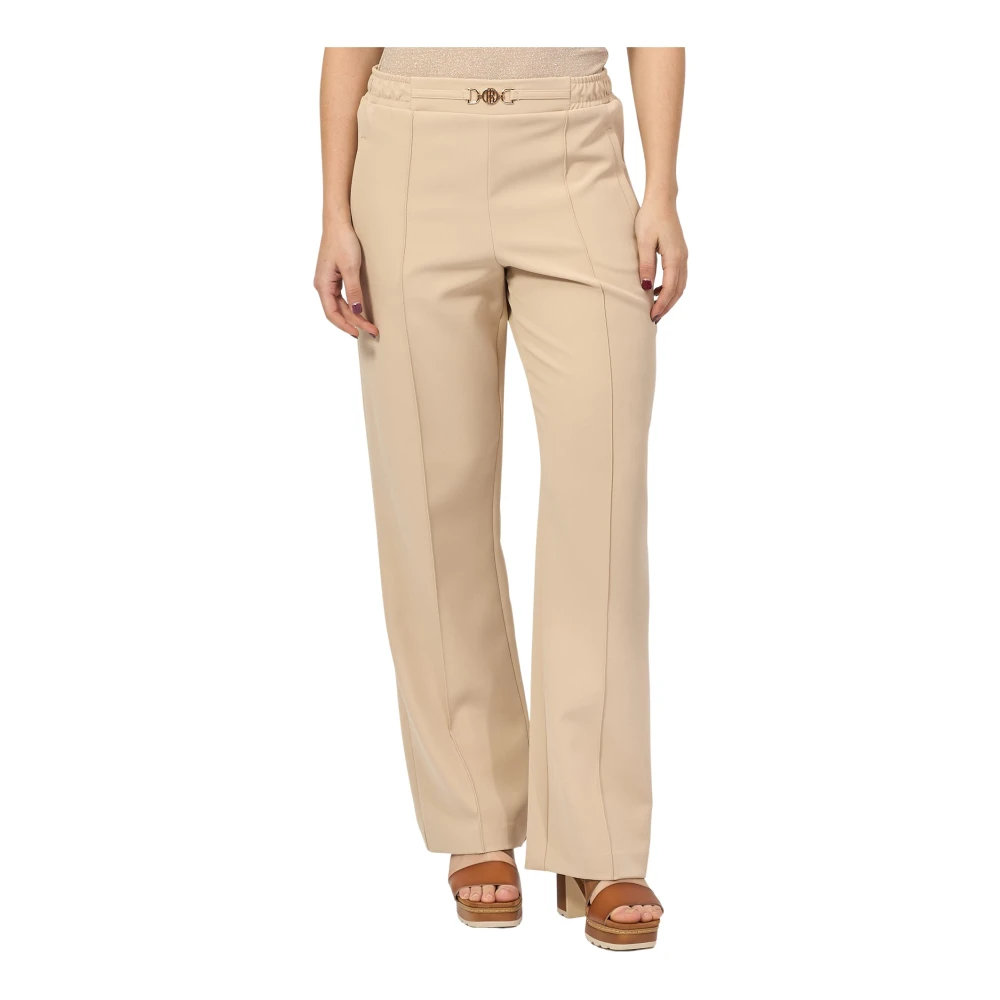 Fracomina Beige Bootcut Broek met Gouden Applicaties Beige Dames