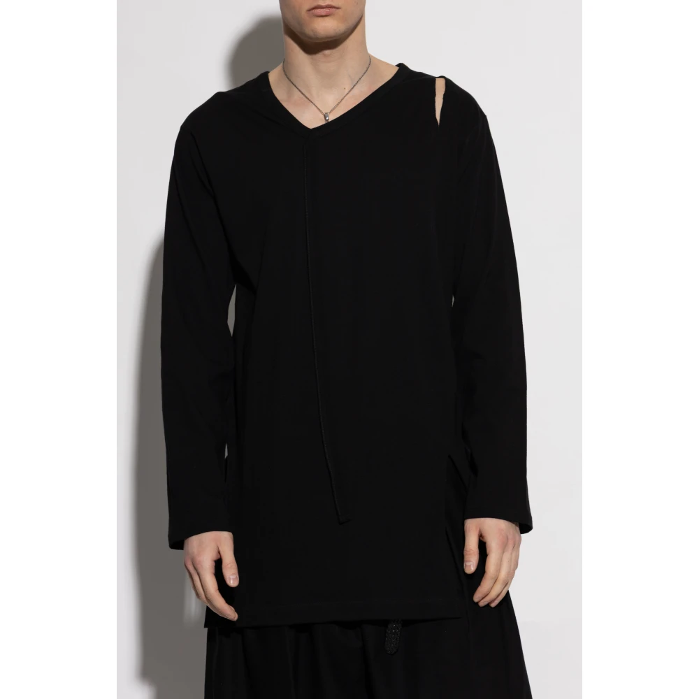 Y-3 Asymmetrisch langemouwenshirt Black Heren