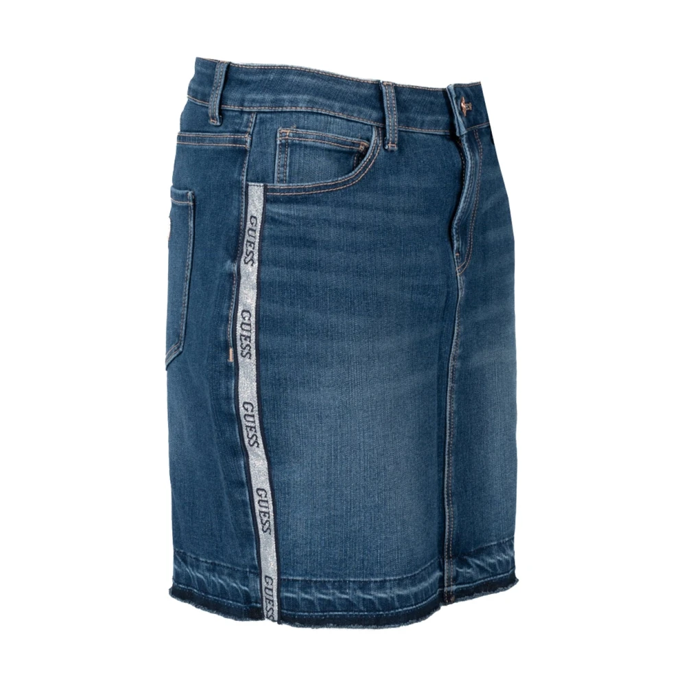 Guess Midi Rok met Stedelijke Rand Blue Dames