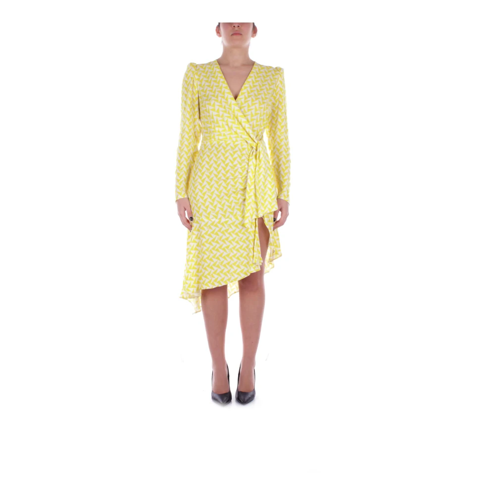 Elisabetta Franchi Gele jurken met knoopdetail Yellow Dames