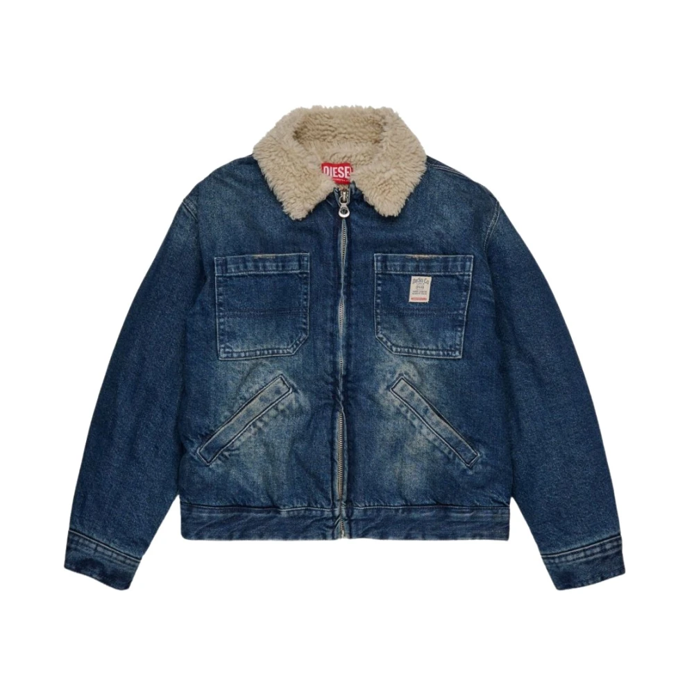Diesel Boys Blue Jomox-Fur Denim Jacket - Light Jackets - 14 Y - Kids