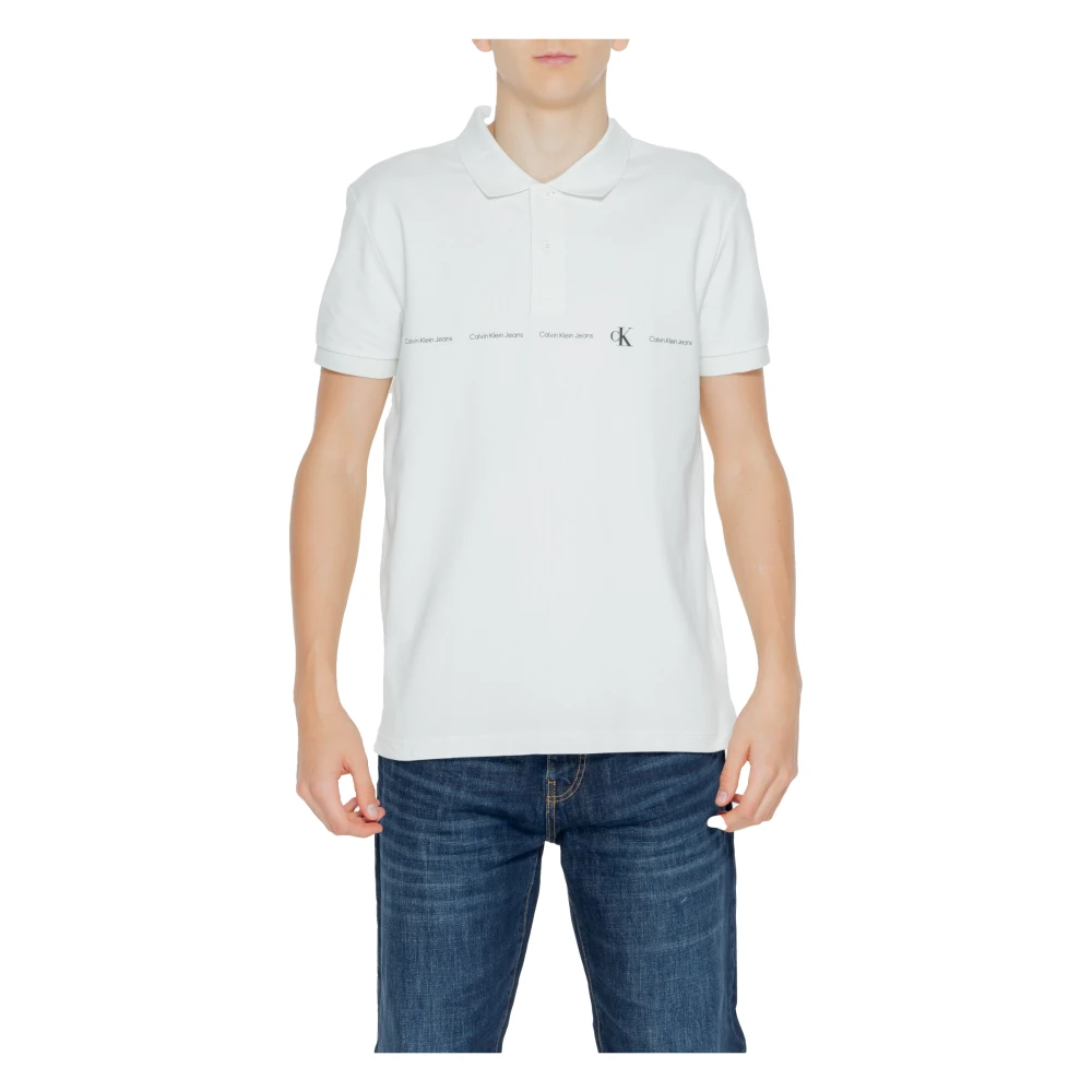 Calvin Klein Jeans Men's White Short Sleeve Polo Shirt Spring/Summer Collection - Polo Shirts - S- Tops