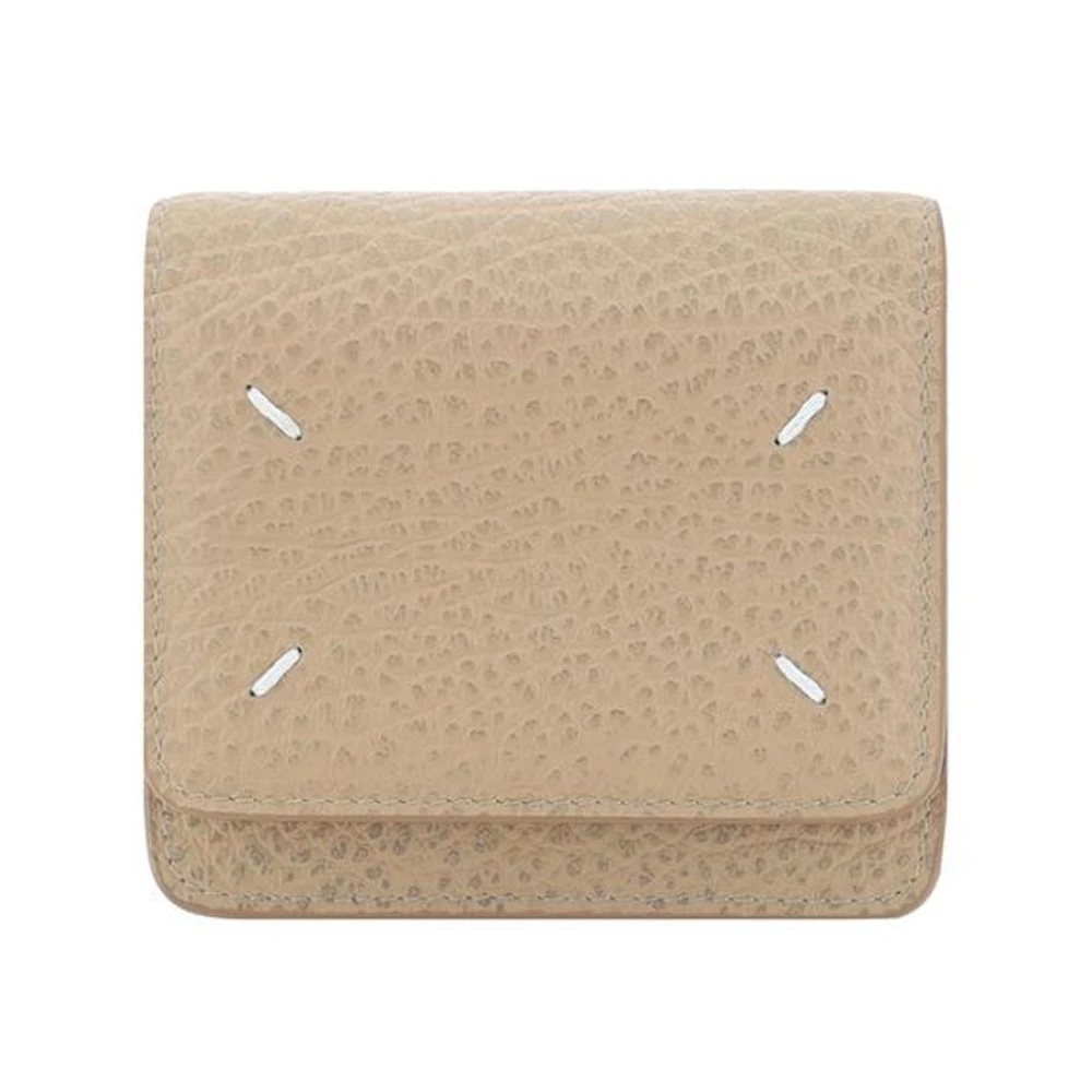 Maison Margiela Portemonnee van generfd leer met kettingriem Beige Dames