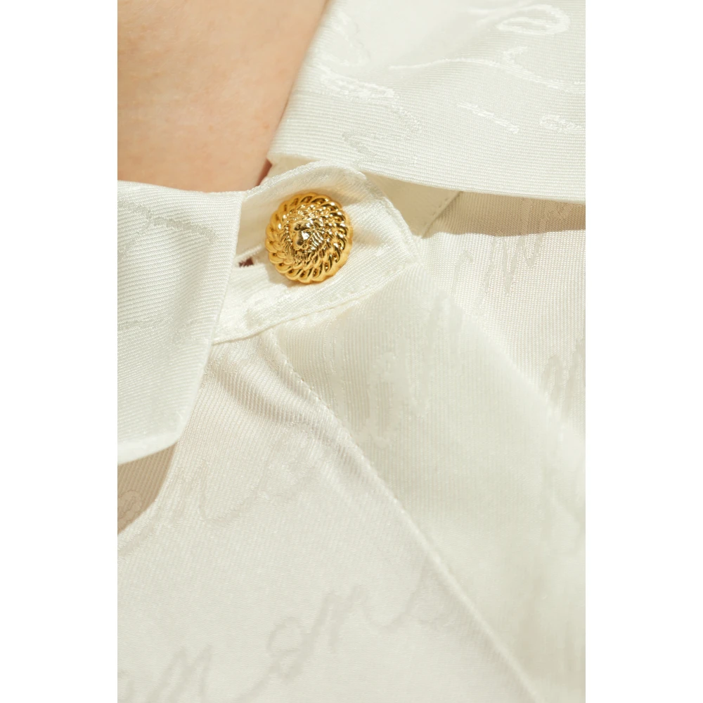 Balmain Satijnen shirt met monogram White Dames