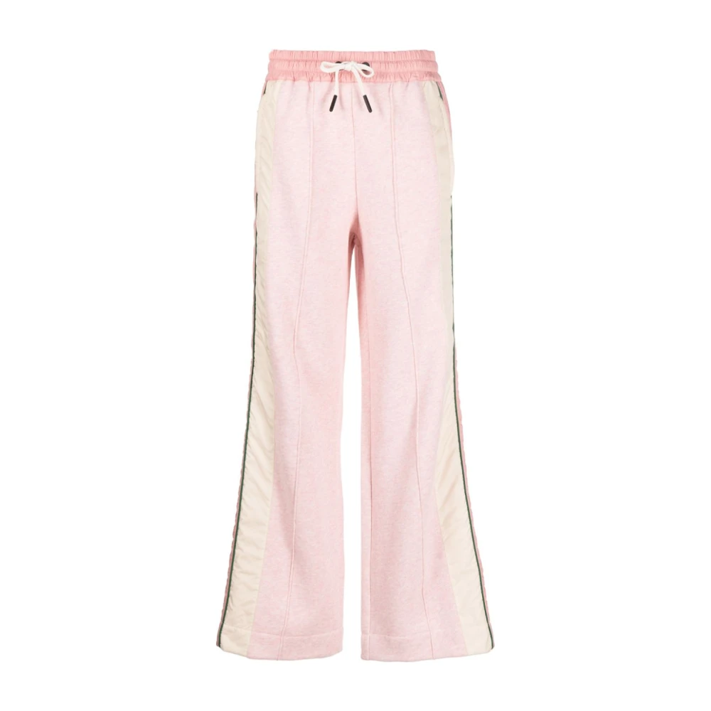 Moncler Roze Gestreepte Katoenen Broek Pink Dames