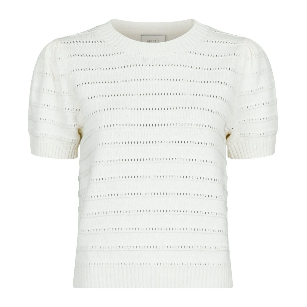 Neo Noir Off-White Stitch Stickad Blus White, Dam