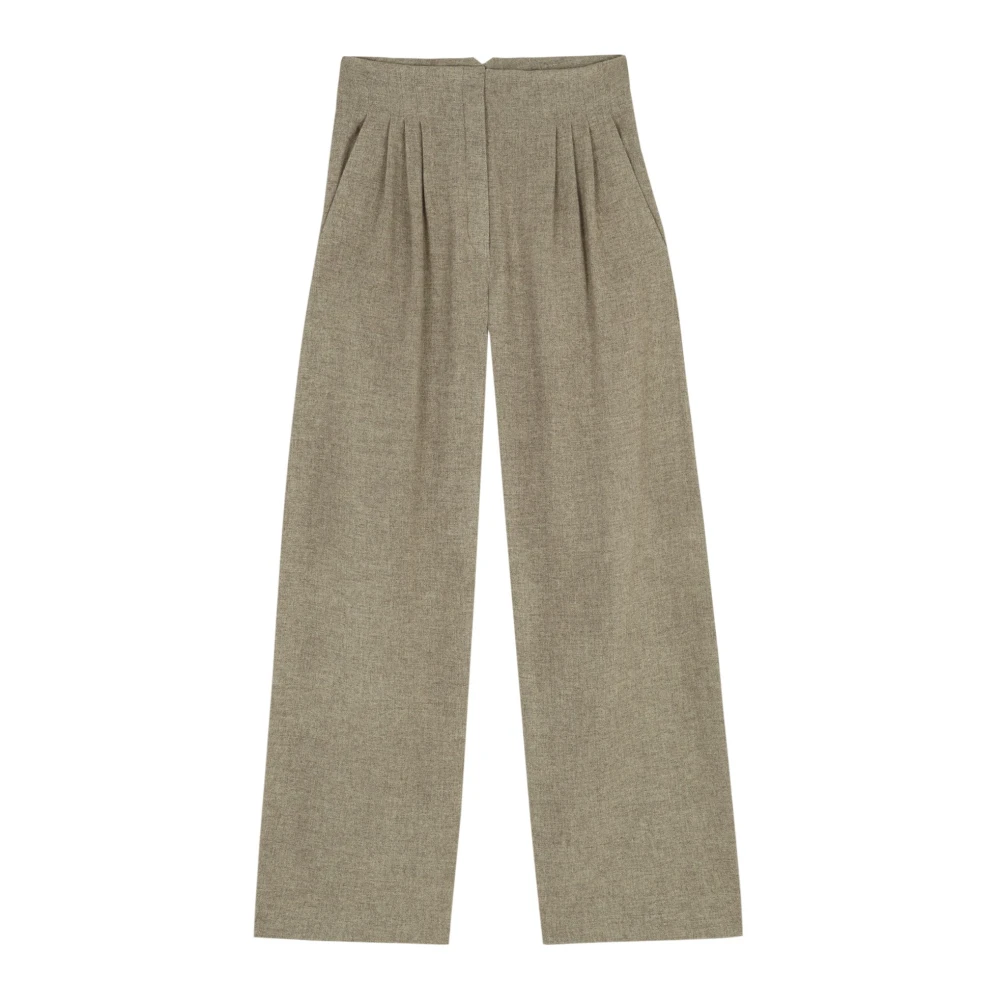 Cortana Women's Gray Wide Trousers,, Yak Wool High-Waisted Trousers 2XL