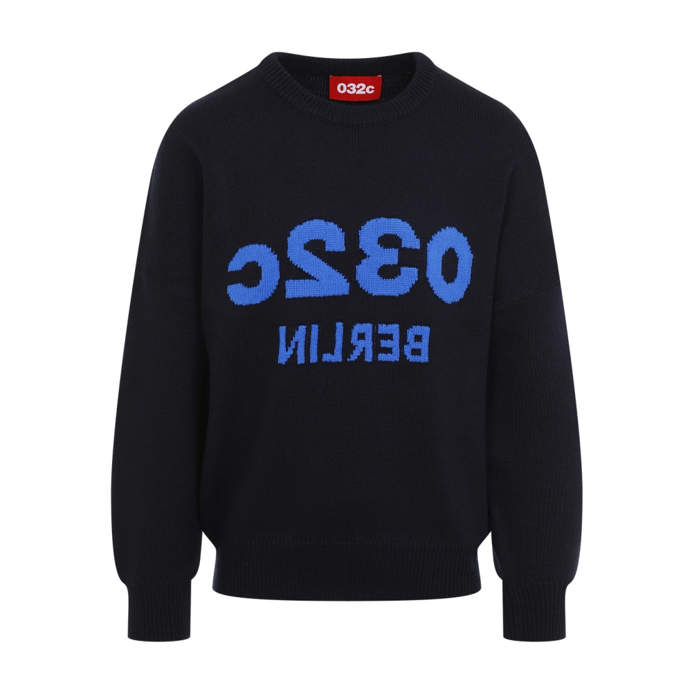 032c Donkerblauwe Selfie Sweater Blue Heren